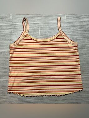 Far West Multi-Colour Striped Ribbed Spaghetti Strap Tank Top